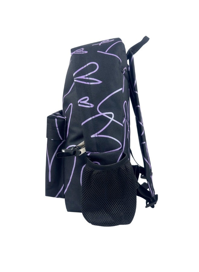 JUST HYPE Iconic Backpack - Purple Glitter Scribble Hearts - Image 3