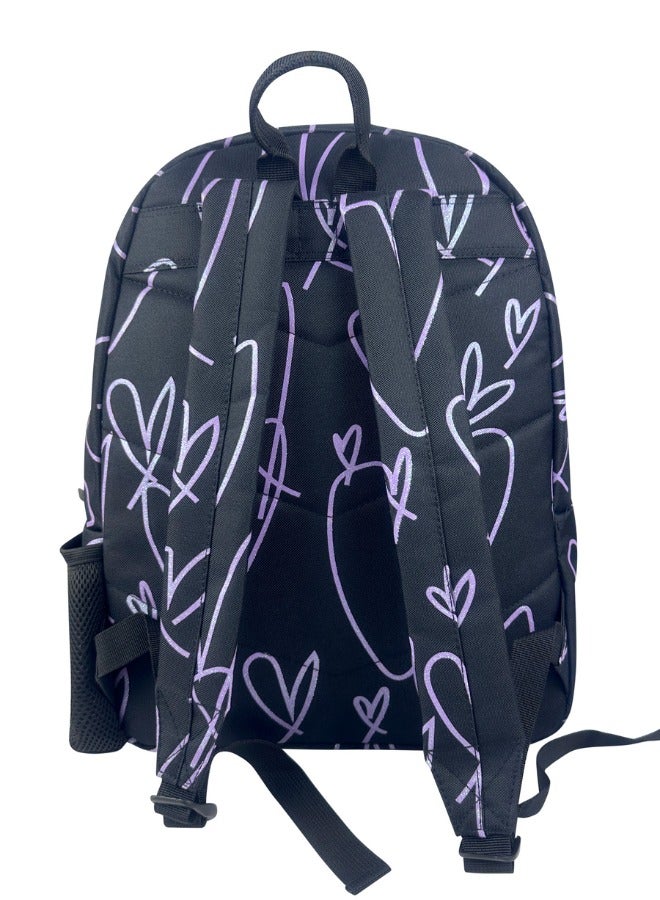 JUST HYPE Iconic Backpack - Purple Glitter Scribble Hearts - Image 4
