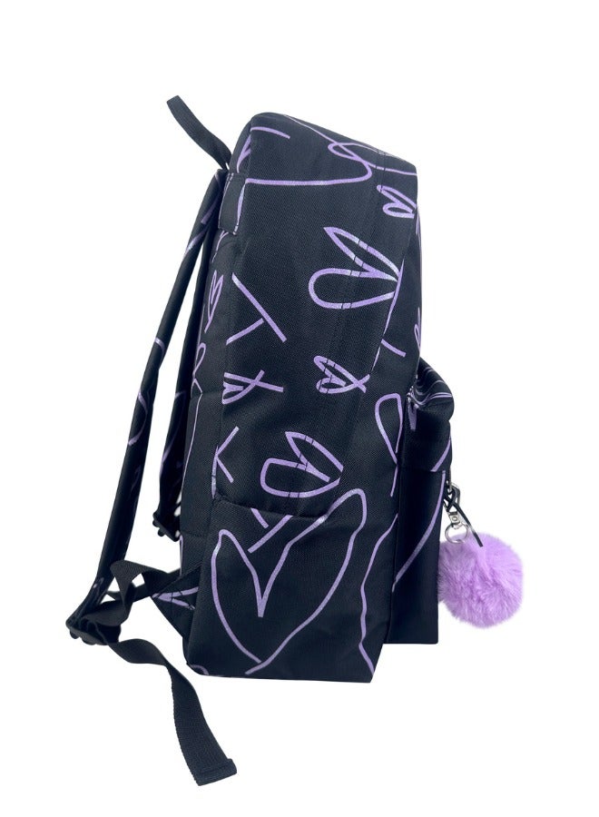 JUST HYPE Iconic Backpack - Purple Glitter Scribble Hearts - Image 5