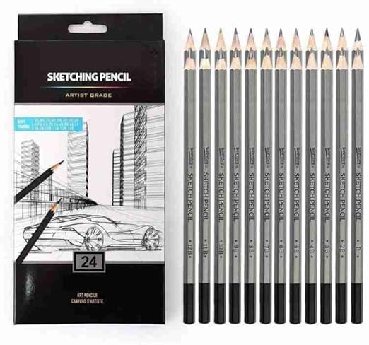PEACORA Drawing Sketching Pencil Art Set, 24pc Art Pencil 14B,12B,10B,9B,8B,7B,6B,5B,4B,3B,2B,B,HB,F,H - 9H,Graphite Shading Pencils for Beginners & Pro Artists - Image 1
