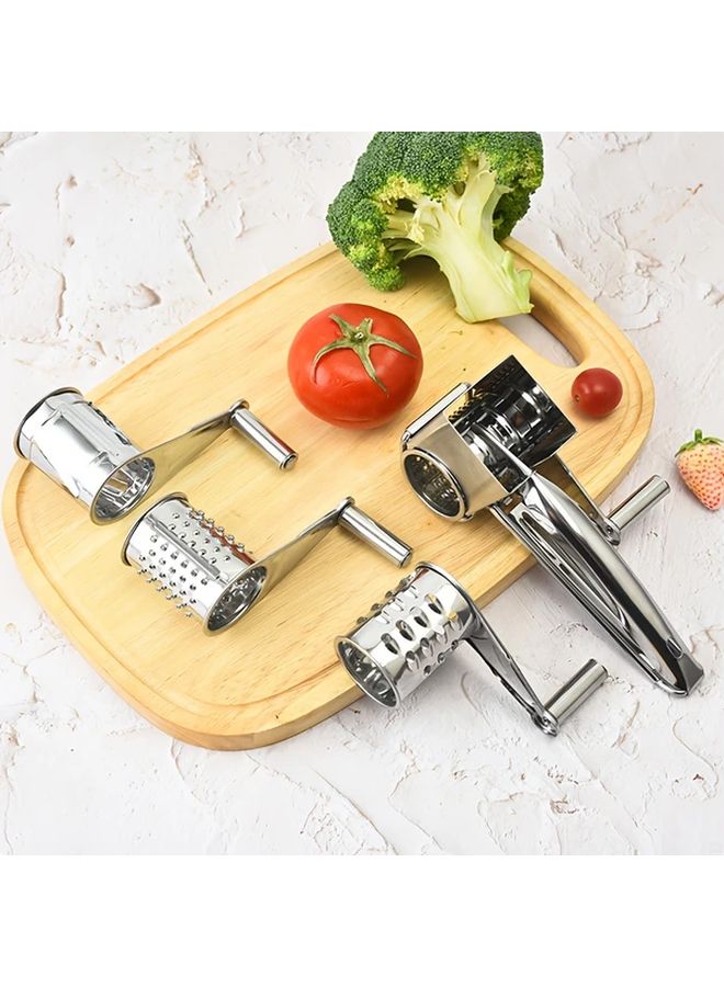 1 Set Multifunctional Hand Cranked Stainless Steel Cheese Grater With 3 Planers And Bracket Food Grade Safety Kitchen Tool Easy Efficient - Image 2