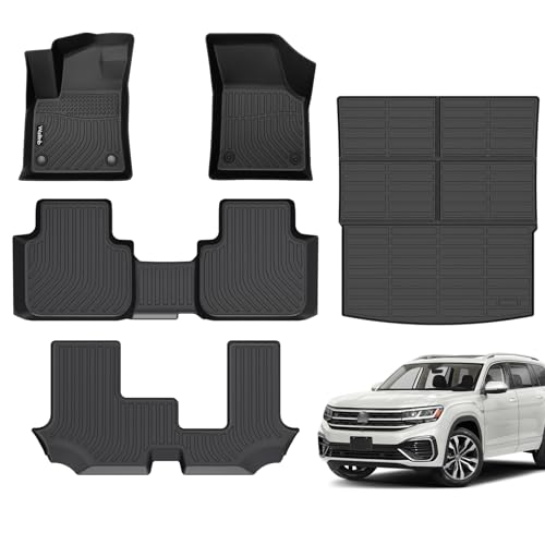 Wailtnb Floor Mats & Cargo Mat Custom for Volkswagen Atlas 7 Seats Bench Seating 2026 2025-2018 All Weather Protection Waterproof TPE Rubber Car Floor Liners Full Set - Image 1