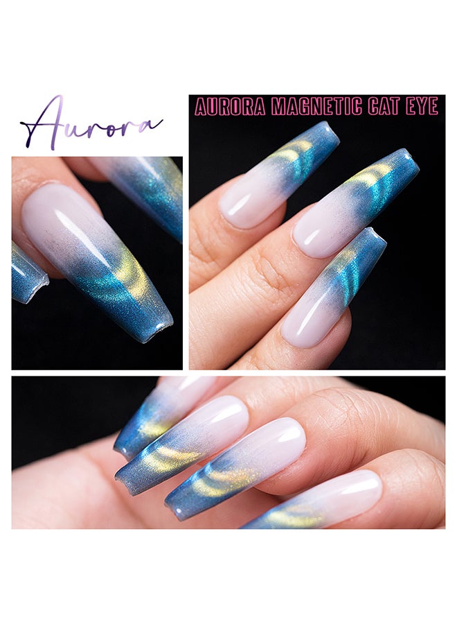 brunson Cat Eye Gel Polish 15ml Aurora Reflective Sparkly Diamond Gel Effect Magnetic French Manicure Pedicure Gel Nail Polish Salon Quality Chip Resistant Gel Nail Extensions UV Gel Nail Paint for Nail Art - Image 5