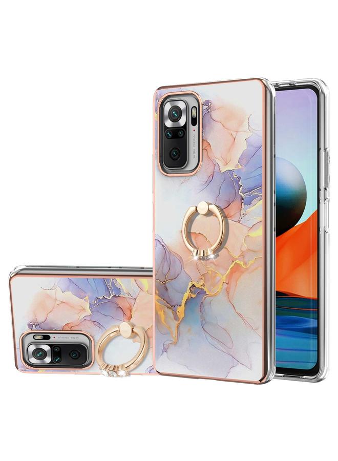 Case For Xiaomi Redmi Note 10 Pro/ 10 Pro Max Electroplating Pattern IMD TPU Shockproof Case with Rhinestone Ring Holder