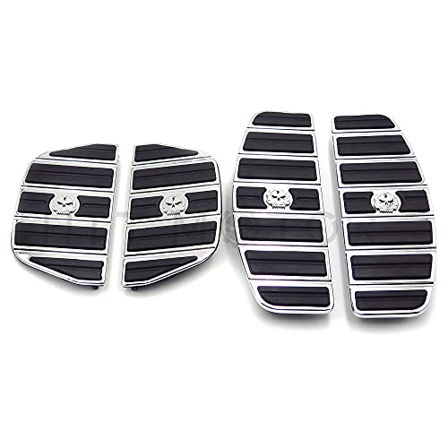 HK MOTO HONGK- Motorcycle Chrome Skull Zombie Rider and Passenger Footboard Kit- Traditional D Shape Compatible with TOURING FLHT FLT FLTR FLHR FLHS SOFTAIL FLSTC FLSTN FLSTF FLSTS [B01ETS4FPE] - Image 1
