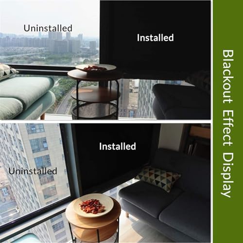 Bloss Blackout Window Film Privacy, 100% Sun Blocking Privacy Film for Glass, Removable Room Darkening Black Out Window Tint, Static Cling Frosted Glass Film (Black/Matte, 17.7" x 78.7") - Image 5