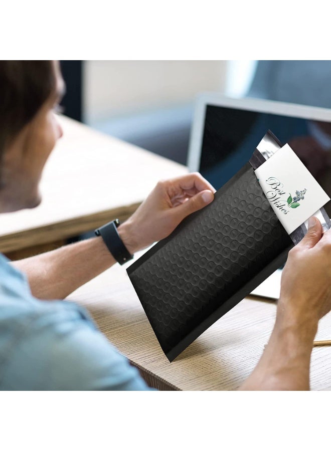 أكياس بريدية فقاعية مقاس 6×8 بوصة، لون أسود، عبوة من 50 ظرفًا مبطنًا بالبولي، طرود بريدية للشركات الصغيرة، أكياس شحن بوتيكية غير شفافة، لاصقة ذاتية الغلق، مقاومة للماء، للمجوهرات، مستلزمات المكياج - Image 2