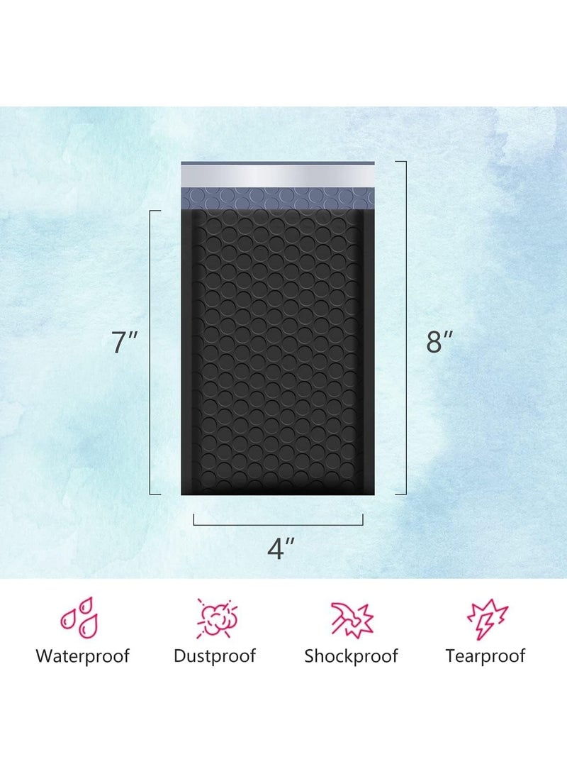 أكياس بريدية فقاعية مقاس 6×8 بوصة، لون أسود، عبوة من 50 ظرفًا مبطنًا بالبولي، طرود بريدية للشركات الصغيرة، أكياس شحن بوتيكية غير شفافة، لاصقة ذاتية الغلق، مقاومة للماء، للمجوهرات، مستلزمات المكياج - Image 3