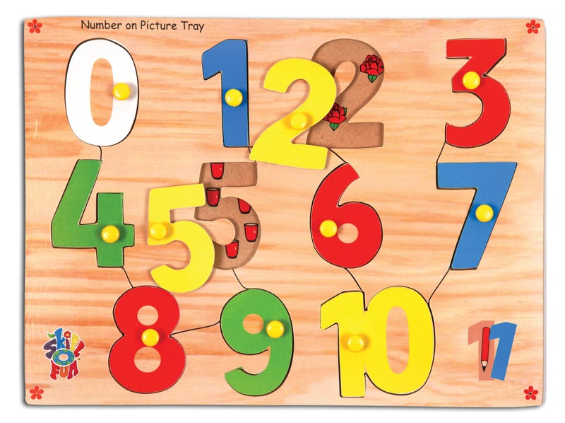 Skillofun Wooden Number Picture Tray with Knobs, Uniquely Eco-Friendly Design for Learning Numbers | Interactive and Colorful Educational Tool, Engaging Early Counting Experience - Image 4