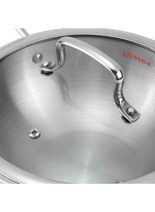 Kraft Futuretec 3-Piece Triply Stainless Steel Cookware Set Combo | 22cm Kadai with Glass Lid 2.4 L, 22cm Frypan 1.6 L, 14 cm Saucepan 1.2 L | Less Oil, Healthy Cooking | Gas & Induction Cookware - Image 2