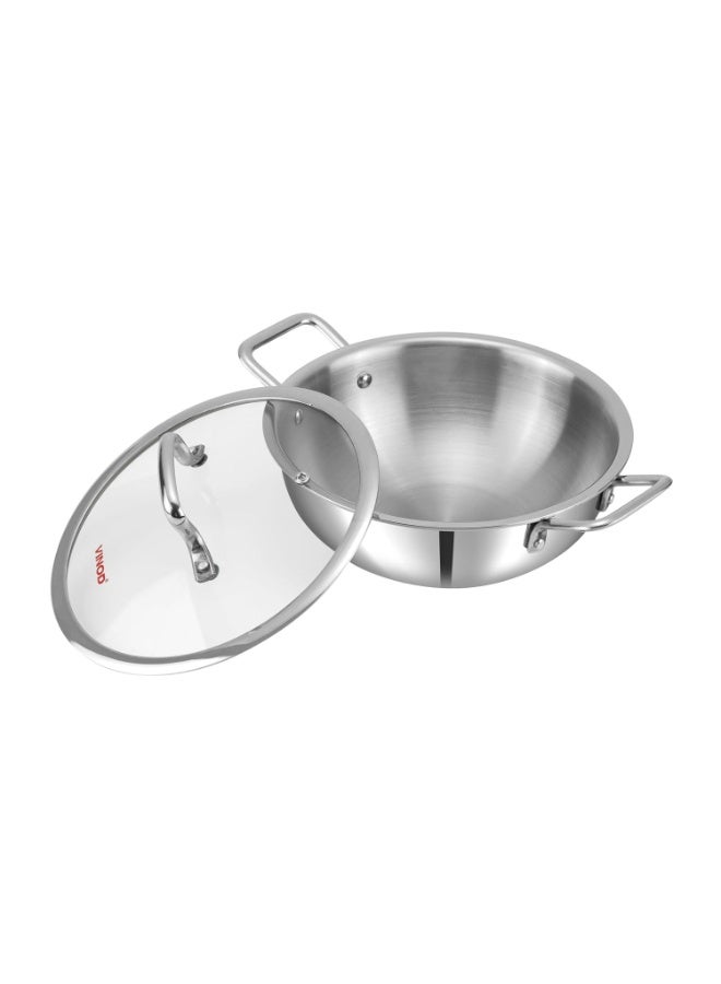 Kraft Futuretec 3-Piece Triply Stainless Steel Cookware Set Combo | 22cm Kadai with Glass Lid 2.4 L, 22cm Frypan 1.6 L, 14 cm Saucepan 1.2 L | Less Oil, Healthy Cooking | Gas & Induction Cookware - Image 4