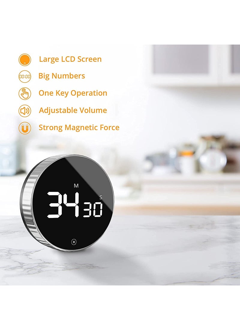 Rhyhorn - Rhyhorn Digital Kitchen Timer Rotation Countdown Timer Pro Magnetic Countup Timer with 3Level Volume Adjustable Large Led Display for StudyExerciseCookBakingOfficeClassroom - Image 1