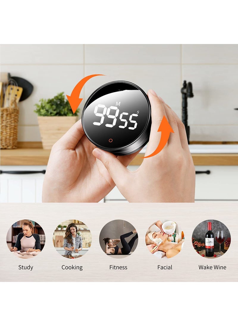Rhyhorn - Rhyhorn Digital Kitchen Timer Rotation Countdown Timer Pro Magnetic Countup Timer with 3Level Volume Adjustable Large Led Display for StudyExerciseCookBakingOfficeClassroom - Image 1