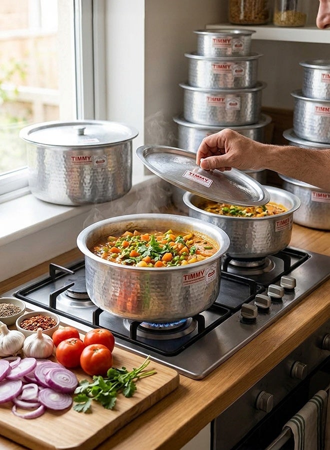 Timmy Mathar Tope with Beaded Cover 7 Piece Set - High-Quality Aluminium Cooking Pots with Lids, Durable Traditional Kitchen Cookware, Even Heat Distribution, Easy to Clean, Ideal for Home Use - Image 4