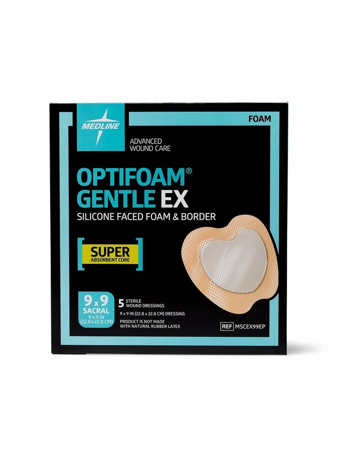 Medline Medline Optifoam Gentle EX Bordered Foam Adhesive Dressing, 9" x 9" Sacral (5 Count) - Image 1