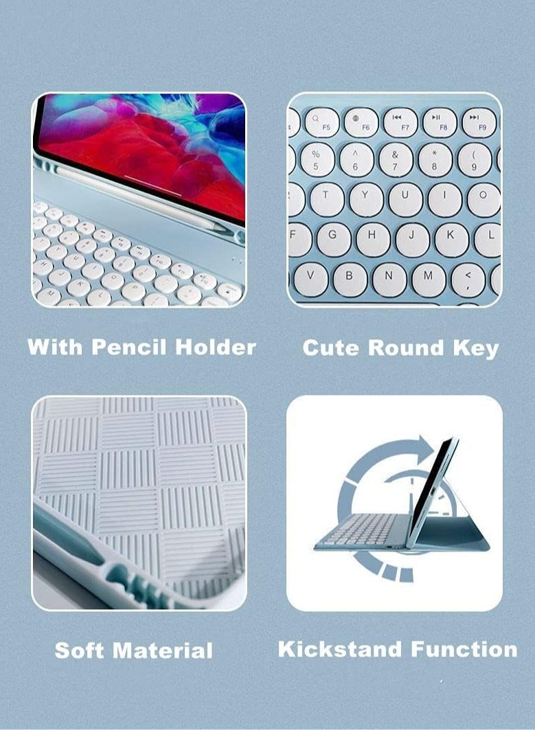 iPad Air 5th Gen 2022 Color Keyboard Case Cute Round Key Detachable with Pencil Holder for 5 10.9 inch - Image 3