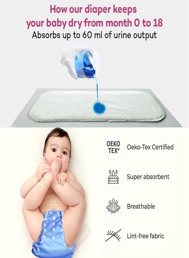 VParents Solid Washable Baby Cloth Diaper Reusable Adjustable Size Waterproof Pocket Cloth Diaper Nappie (With Insert) (Pack of 3) - Image 5