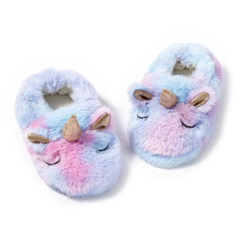 Csfry Toddler Girls' Slipper Cartoon Warm Winter House Shoes,5-6Toddler,Blue - Image 5