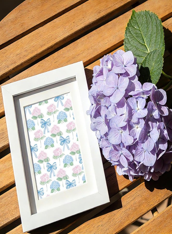 Fabllewavi 1 Roll Watercolor Hydrangea Bow Wrapping Paper Mini Roll - 17in x 32.8Ft Pastel Floral Bow Gift Wrap Paper for Spring Birthday DIY Crafts Baby Shower Party Supplies (A - Image 3