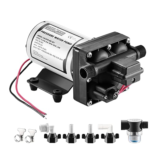 WASSERMANN RV Water Pump 12V DC, Self Priming Diaphragm 5.0 GPM 55 PSI, Water Pressure Pump with Pressure Switch, for RV Marine Yacht Lawn Garden - Image 1
