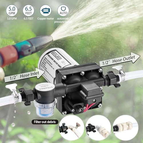 WASSERMANN RV Water Pump 12V DC, Self Priming Diaphragm 5.0 GPM 55 PSI, Water Pressure Pump with Pressure Switch, for RV Marine Yacht Lawn Garden - Image 4