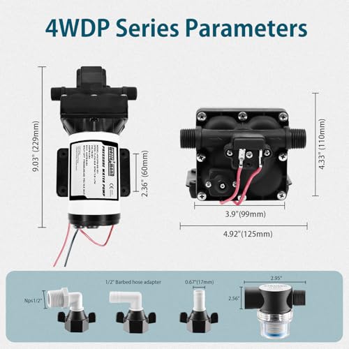 WASSERMANN RV Water Pump 12V DC, Self Priming Diaphragm 5.0 GPM 55 PSI, Water Pressure Pump with Pressure Switch, for RV Marine Yacht Lawn Garden - Image 2