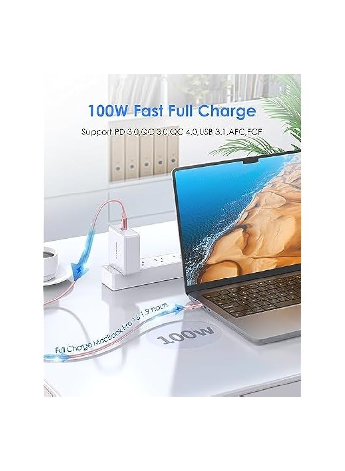 لينشن كابل USB C 3.1 Gen 2 بطول 3.3 قدم، شحن 100 واط + بيانات 10 جيجابت في الثانية + سلك فيديو مجدول 4K/60 هرتز متوافق مع 2023-2016 MacBook Pro، Mac Air، Surface، Samsung S20/S10/S9/S8/Note، (ذهبي وردي) - Image 2
