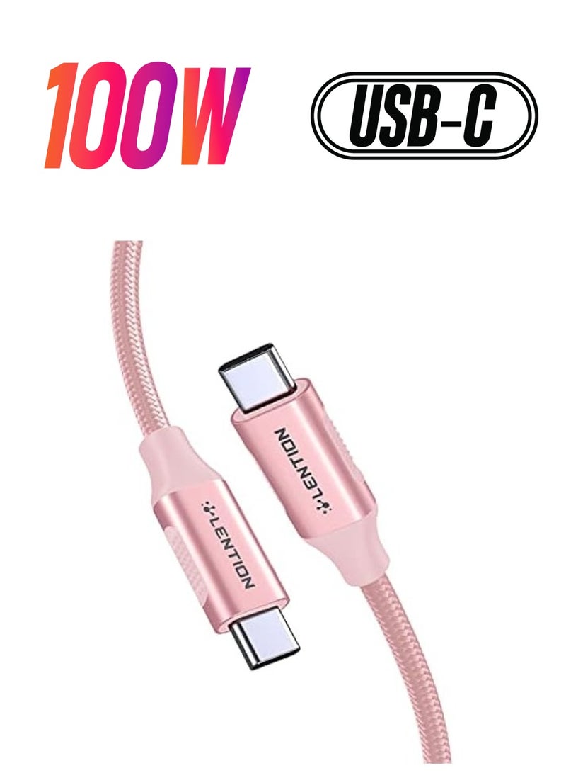 لينشن كابل USB C 3.1 Gen 2 بطول 3.3 قدم، شحن 100 واط + بيانات 10 جيجابت في الثانية + سلك فيديو مجدول 4K/60 هرتز متوافق مع 2023-2016 MacBook Pro، Mac Air، Surface، Samsung S20/S10/S9/S8/Note، (ذهبي وردي) - Image 1