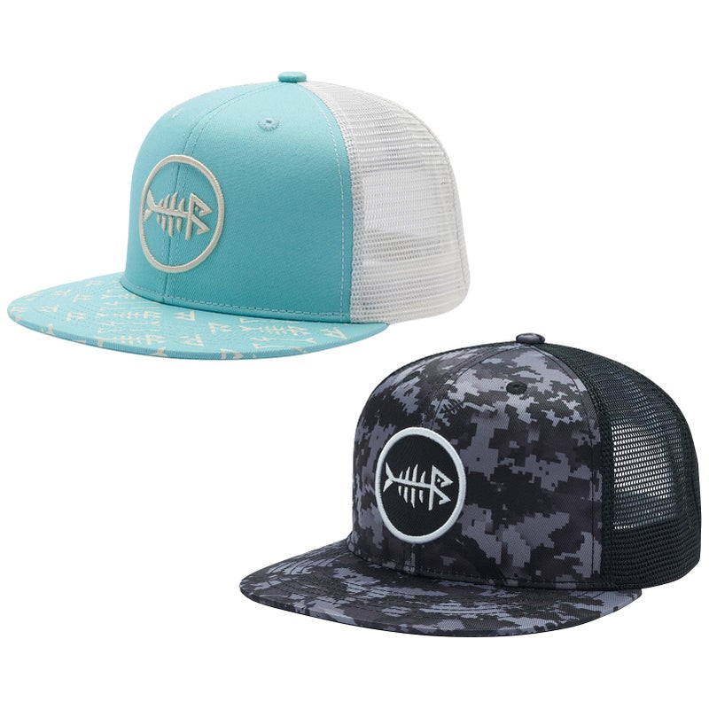 BASSDASH 2 Pack Flat Brim Trucker Cap Adjustable Snapback Hat Mesh Back for Men Women Fishing Hunting - Image 2