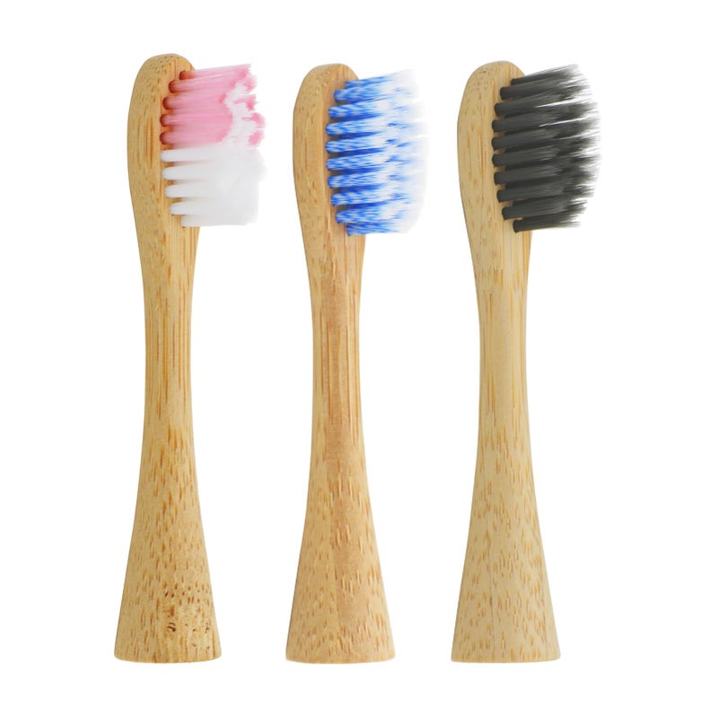 PDEEY Bamboo Toothbrush Heads Replacement for Lumineux/Boka Sonic Eletric Toothbursh Refill, 3 PCS - Image 1