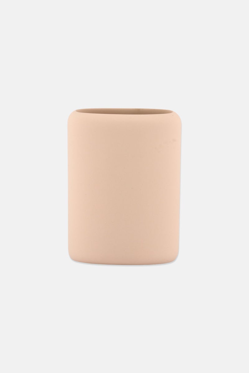 Muy Mucho Solid Ceramic Toothbrush Cup 10,8 H x 8 L x 5,2 W cm, Rose Pink - Image 2