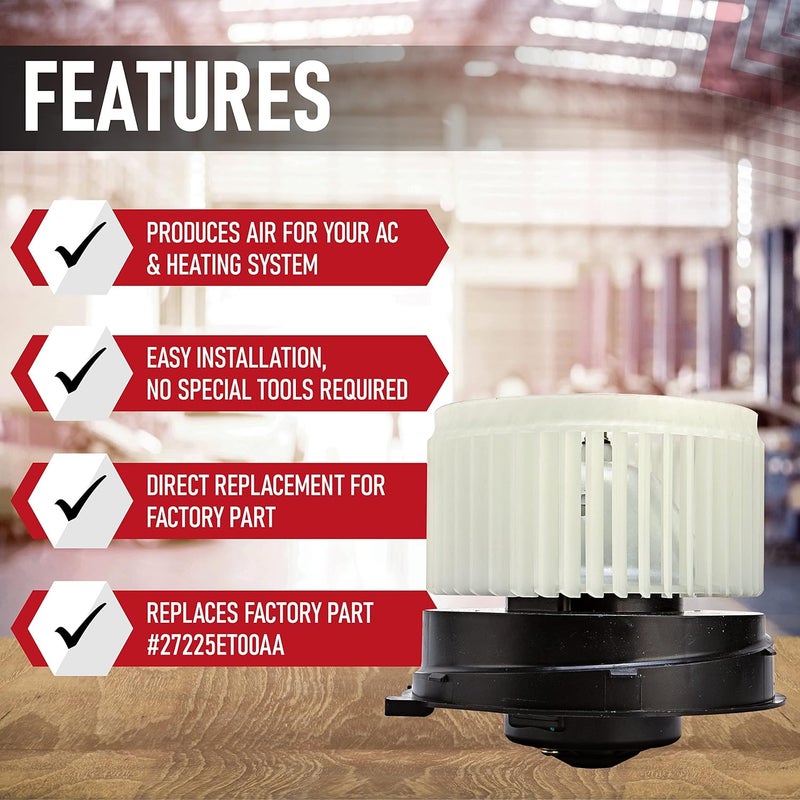 AA Ignition Replacement AC Heater Blower Motor, Compatible with Nissan Vehicles, Rogue 2008-2013, Rogue Select 2014-2015, Sentra 2007-2012 - Replaces 27225-JM01B, 700253, 27225ET00A, 27225ET10A, 27225EN000 - Image 2