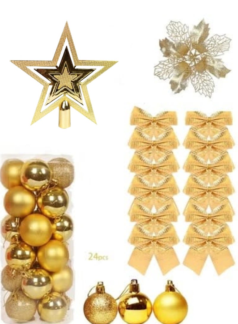 أكاليكس عيد الميلاد اكسسوارات الديكور حزمة للديكور المنزل مع كرات / القوس / شجرة أعلى نجمة / زهرة - Image 1