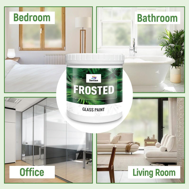 SENVEN Frosted Glass Paint All-in-One Frosted Glass Paint Kit Waterproof UV Resistant Frost Paints for Window Privacy Film Windows Frosting for Home Bathroom Door Kitchen Office Window Privacy Frosting 5oz - Image 2