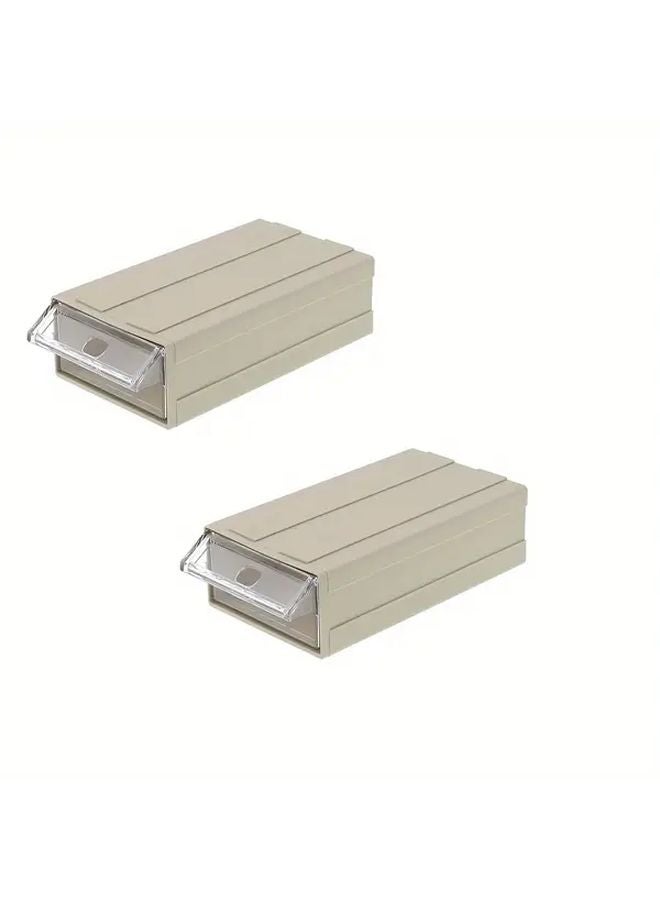 Blue Stackable Plastic Hardware Organizer Box with Clear Drawer Set of 2 - Image 5