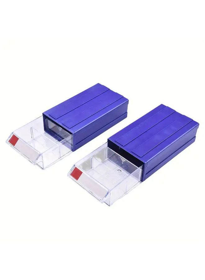 Blue Stackable Plastic Hardware Organizer Box with Clear Drawer Set of 2 - Image 2