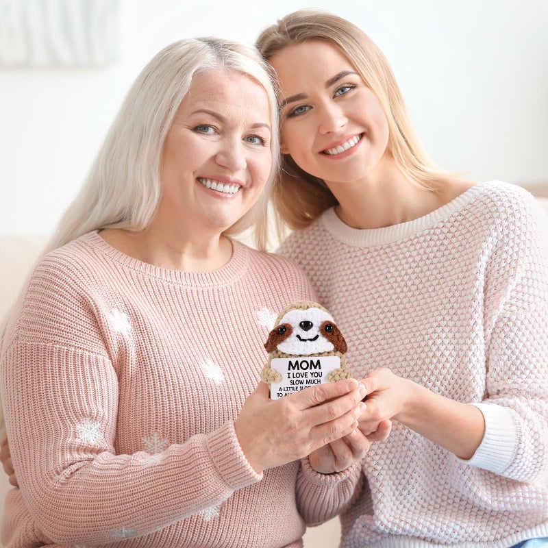 MBL Gifts for Mom Birthday Mother's - Mothers Day Easter Funny Cute Romantic Crochet Sloth for Mama Bonus Step Mother from Daughter Son, Mom I Love You Sloth Much - Image 4