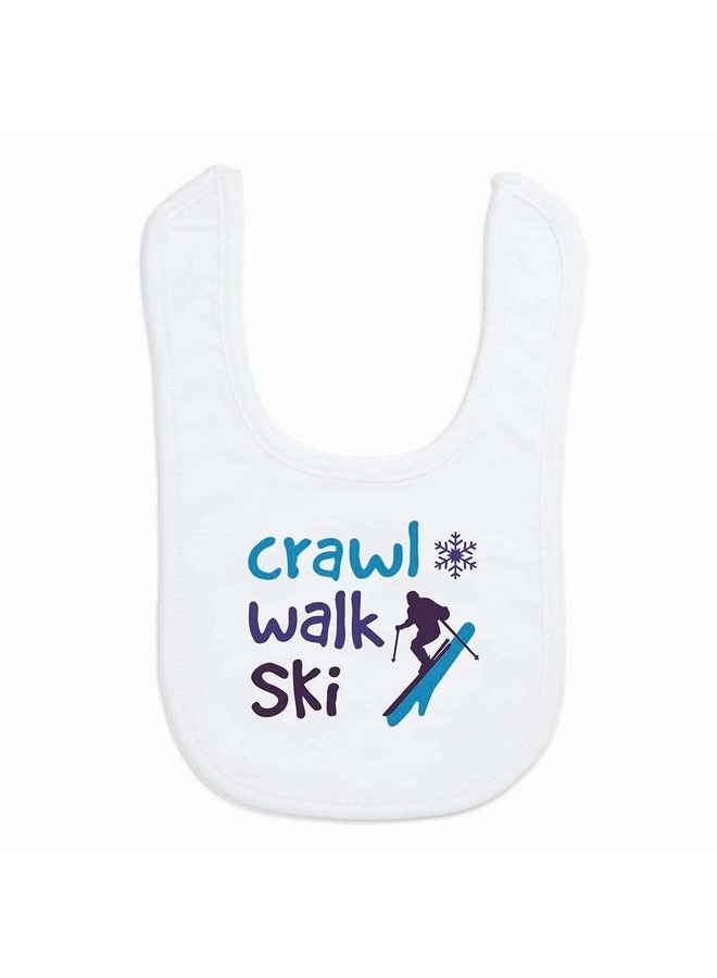 ChalkTalkSPORTS Skiing Baby & Infant Bib | Crawl Walk Ski | Soft Microfiber Bib - Image 1