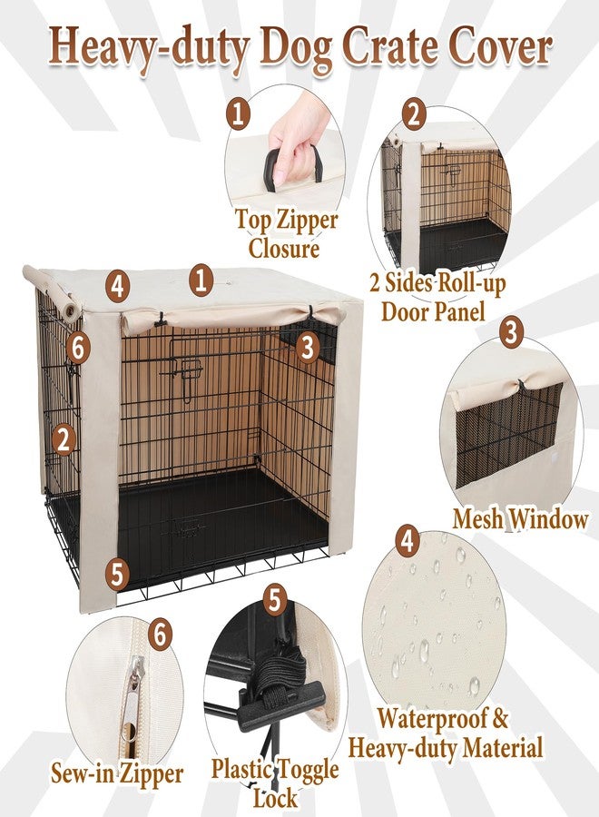 Deblue Dog Crate Cover, 24 Inches Durable Polyester Indoor Pet Kennel Cover Fit for 1 2 Doors Standard Wire Cage (Beige) - Image 5
