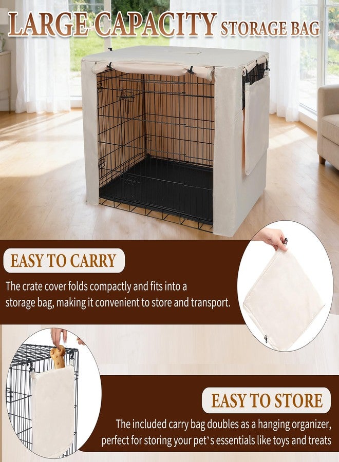 Deblue Dog Crate Cover, 24 Inches Durable Polyester Indoor Pet Kennel Cover Fit for 1 2 Doors Standard Wire Cage (Beige) - Image 4
