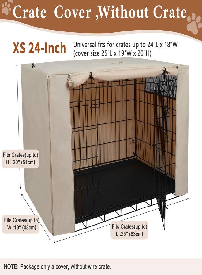 Deblue Dog Crate Cover, 24 Inches Durable Polyester Indoor Pet Kennel Cover Fit for 1 2 Doors Standard Wire Cage (Beige) - Image 2