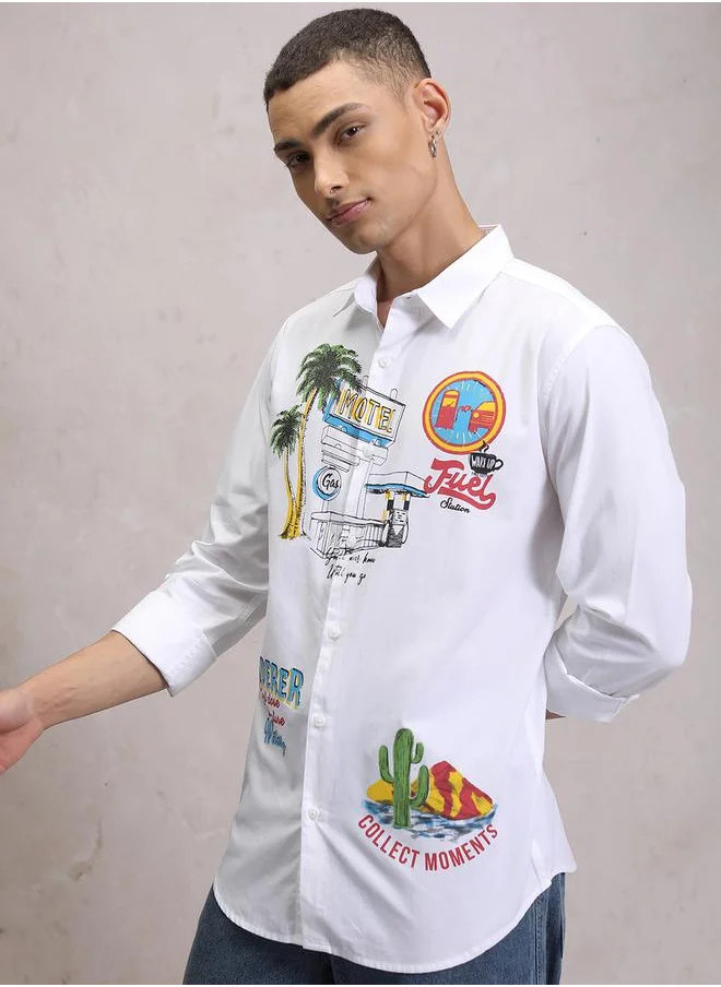 كيتش LA Graphic Print Cotton Casual Shirt by Styli