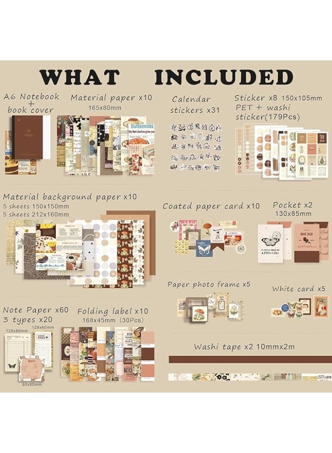 Scrap Book Cute Stationery Set for Kids 155 Items 348 Pcs A6 Journal Notebook DIY Journaling Kit Art Craft Supplies Aesthetic Gift for Girl Child Teenage Women  - Image 2