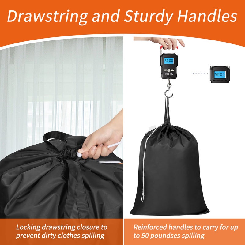 Polecasa Extra Heavy Duty Large Laundry Bag with Sturdy Handles and Drawstring Closure, 28 x 36 inches Durable Storage Bags for Basket, Hamper, College, Dorm, Travel, Black - Image 5
