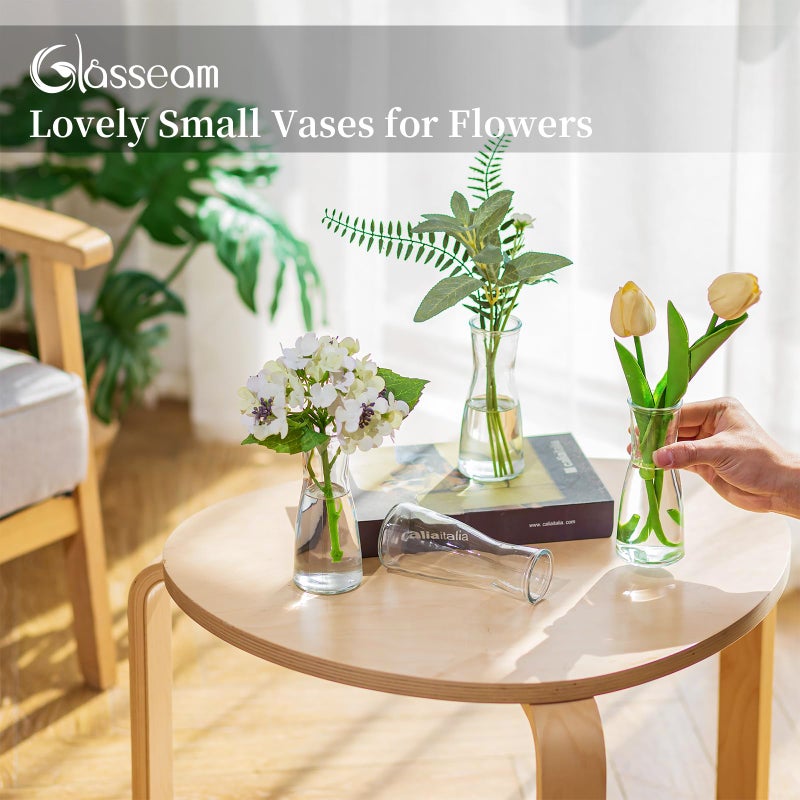 Glasseam Glass Bud Vases for Centerpieces: Clear Bulk Small Flowers Vases Set of 12, Modern Minimalist Cute Decorative Table Centerpieces for Decor Wedding Birthday Party Home Living Room - Image 4