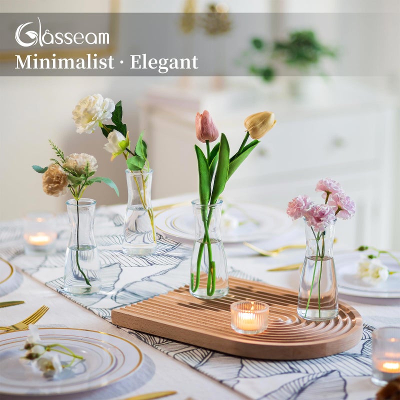 Glasseam Glass Bud Vases for Centerpieces: Clear Bulk Small Flowers Vases Set of 12, Modern Minimalist Cute Decorative Table Centerpieces for Decor Wedding Birthday Party Home Living Room - Image 3