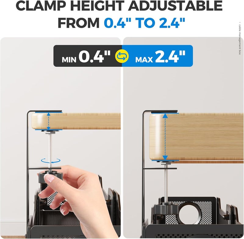 Cinati All user affordable trusted quality [Upgraded] Extra Large Under Desk Cable Management, 25" Wire Organizers No Drill, Cable Tray with Clamp for Wire Management, Cord Organization Box for Office, Home - No Damage to Desk(Black) Market demand focused build - Image 4