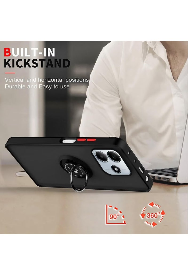 JAJEEK Xiaomi Redmi Note 14 5G Case – Shockproof TPU Bumper with Magnetic Car Mount Holder, Rotational Metal Ring Grip Kickstand, Full Protection for Redmi Note 14 5G - Image 4