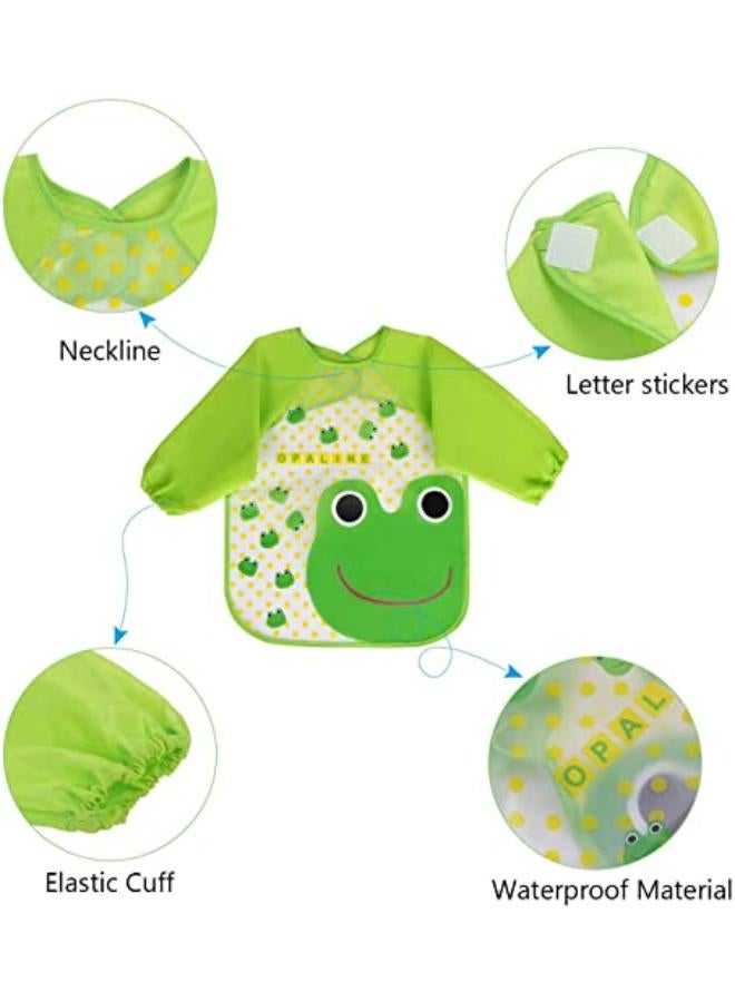 4 Pcs Cute Cartoon Long Sleeve Baby Bibs - Image 3