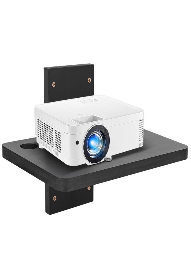 BEARUT Small Mini Projector Shelf/Projector Wall Mount Floating Shelf/Router Shelf/Modem Cable Box Shelf/Projector Rack Holder/Projector Mount by Solid Wood Black1 - Image 1
